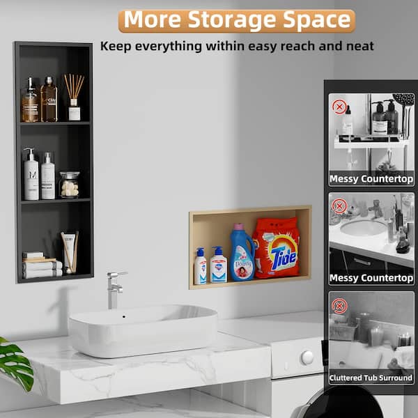 Corner Shower Shelf Arausk Shower Niche, 12" X 24" No Tile Needed Recessed Niche Shower For Niche De Douche