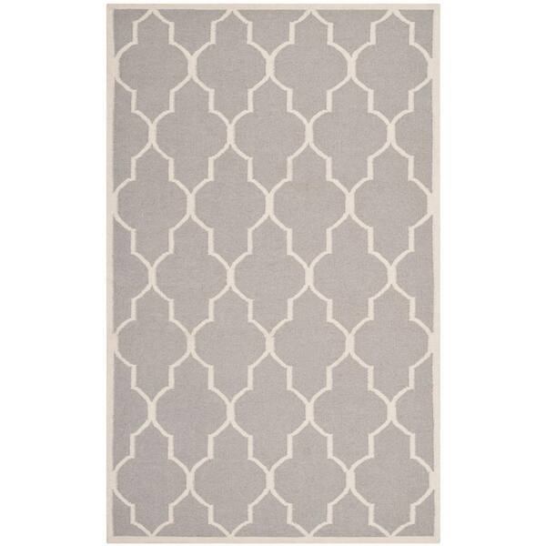 SAFAVIEH Dhurries Dark Grey/Ivory 8 ft. x 10 ft. Area Rug