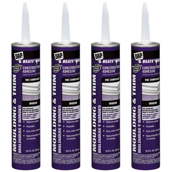 DAP 10.3-oz. White Beats The Nail Moulding and Trim Instant Grab Construction Adhesive (4-Pack)-DISCONTINUED