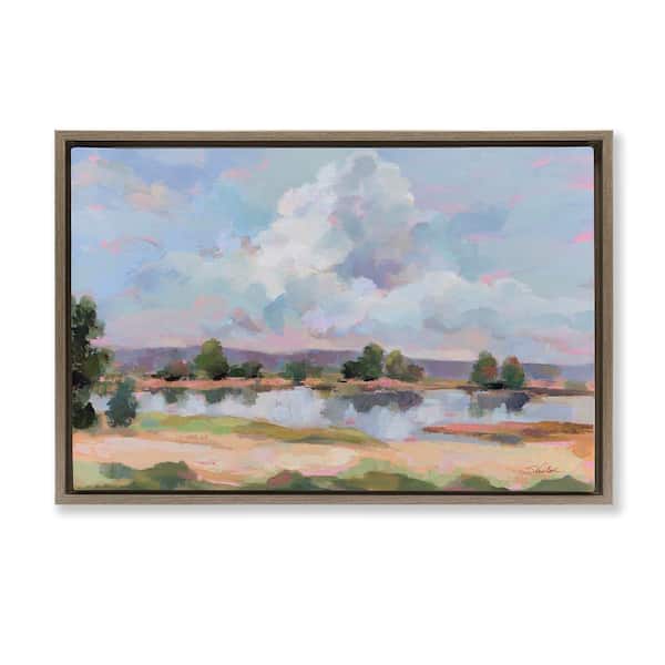 Stupell Industries River View Overhead Clouds by Silvia Vassileva Brown Floater Frame Nature Graphic Art Print 21 in. x 31 in.