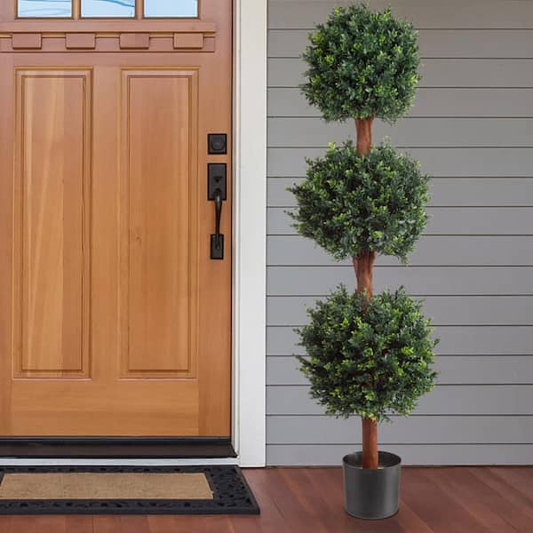 Pure Garden 5 ft. Artificial Triple Ball Hedyotis Tree