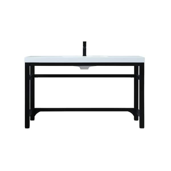 54 in. W x 22 in. D x 32 in. H ADA Bath Vanity in Black with White Resin Top