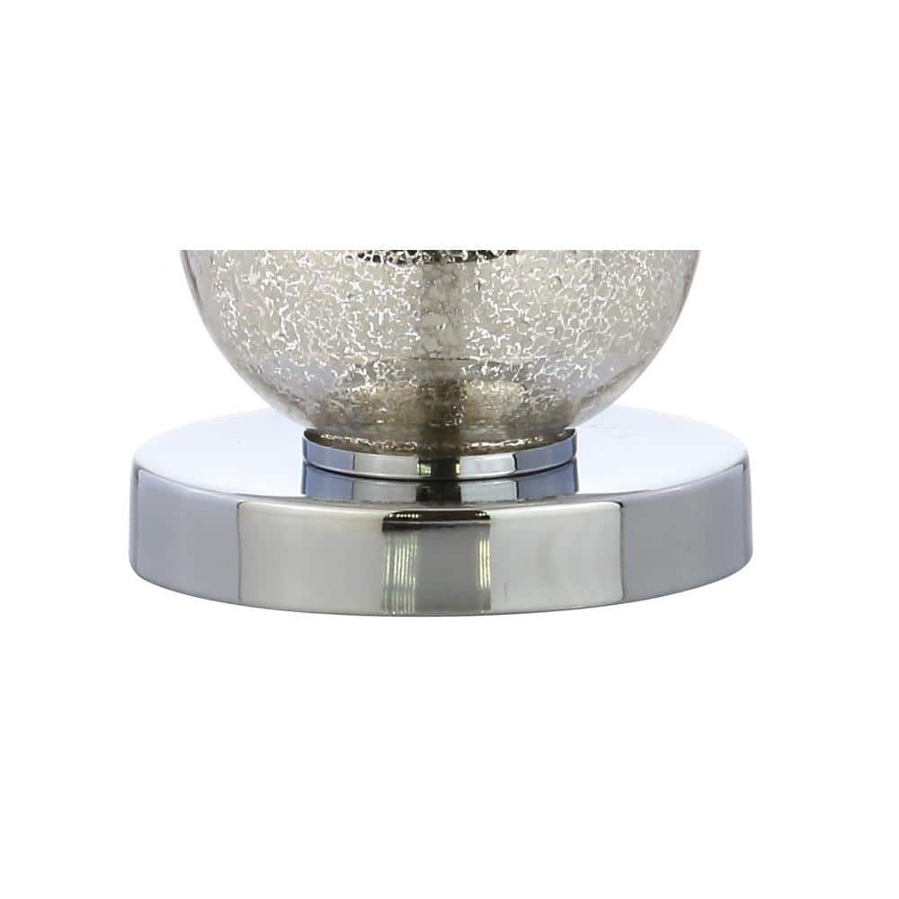 Mercury Silver Glass Triple-Sphere Table Lamp Set with Linen Shade