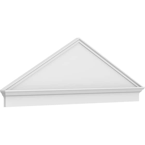 Ekena Millwork 2-3/4 in. x 74 in. x 25-3/8 in. (Pitch 6/12) Peaked Cap Smooth Architectural Grade PVC Combination Pediment Moulding