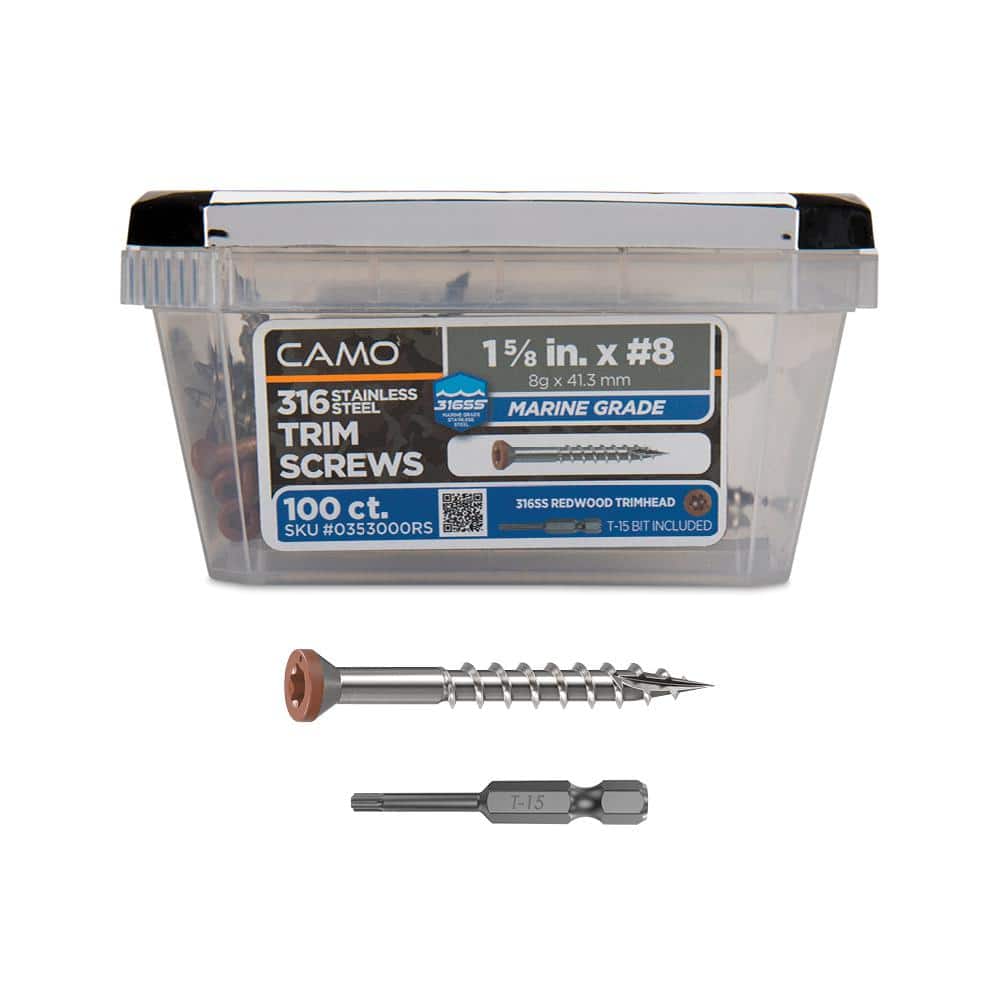 "#8 1-5/8 in. 316 Stainless Steel Redwood Premium Star Drive Trim Screws (100-Count)" price history on PriceWatchPro