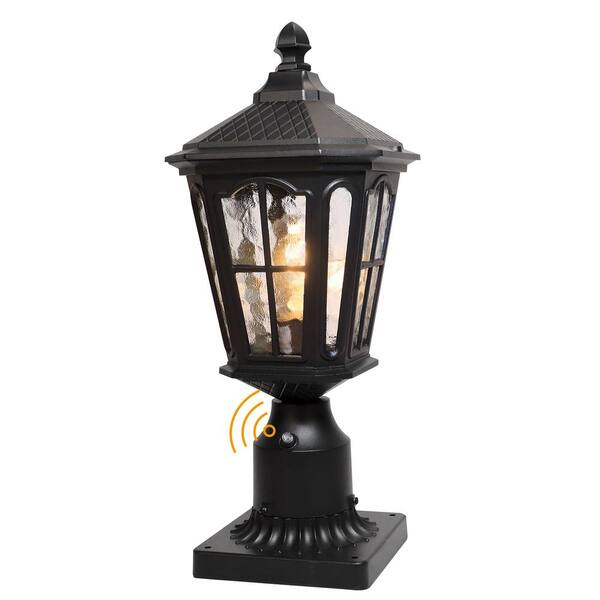 LamQee 1Light Black Outdoor Post Lantern Light Dusk to Dawn Lamp