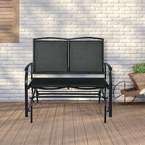 41.5 in. Black Metal Outdoor Rocking Chair for Outdoor Backyard and Lawn, Steel Frame with Superior Coating
