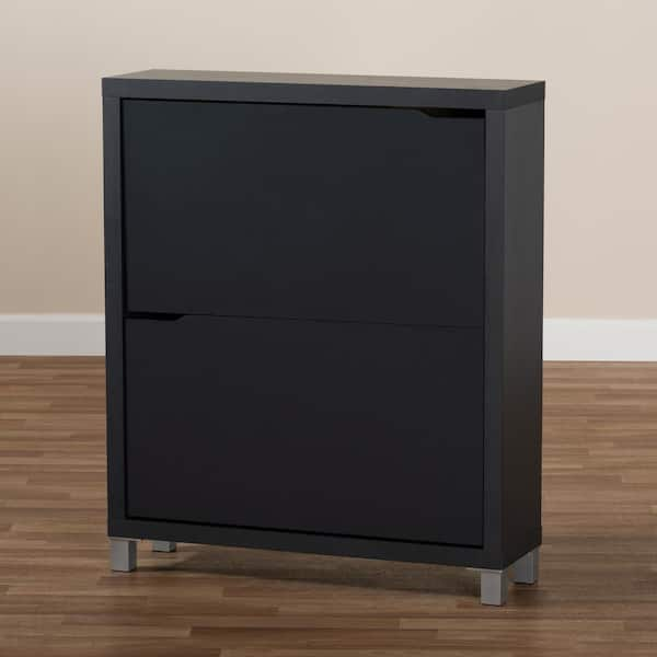 Baxton Studio 37 in. H x 31.1 in. W Gray Wood Shoe Storage Cabinet