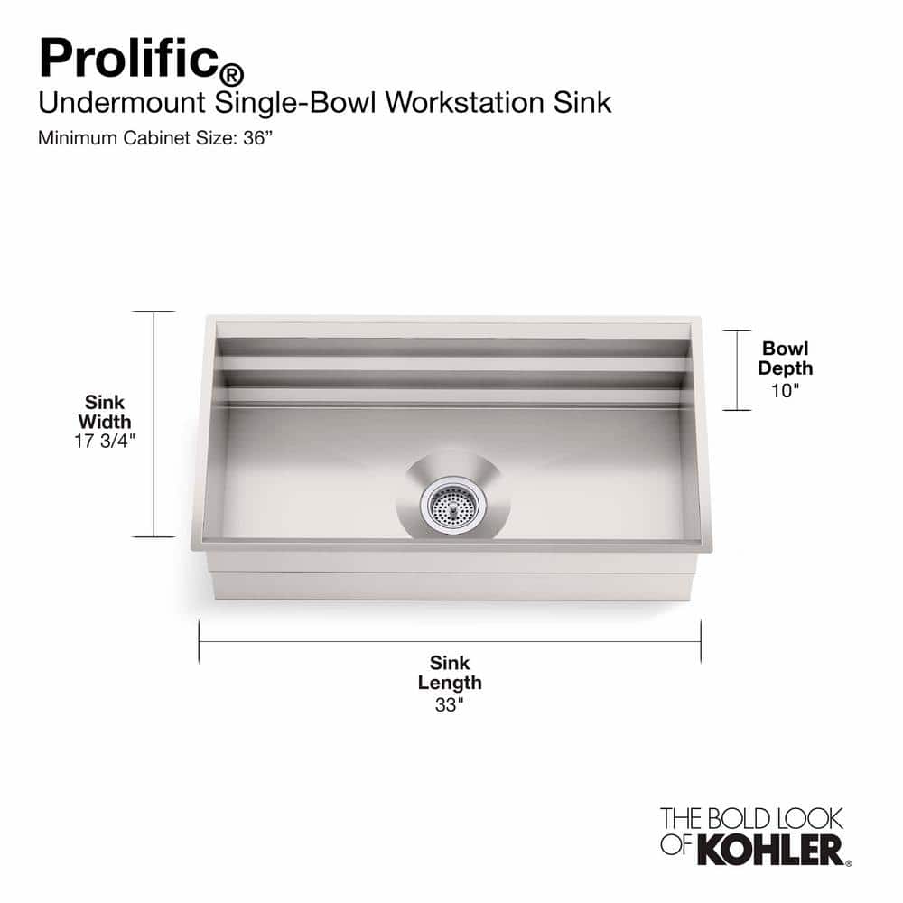 Prolific 33" Stainless Steel Undermount Single Bowl Kitchen Sink with Accessories