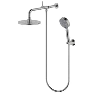 Single-Handle 5-Spray 1.8 GPM Shower Faucet with 8 in. Wall Mount Dual Round Shower Head in Brushed Nickel