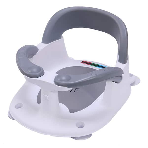 Gray Polypropylene Baby Shower Chair with Temperature Alert, Open Backrest and Armrest for Babies 6 to 24 Months