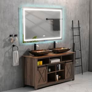 60 in. W x 36 in. H Rectangular Frameless Anti-Fog Wall Mount Bathroom Vanity Mirror with LED Lights in White