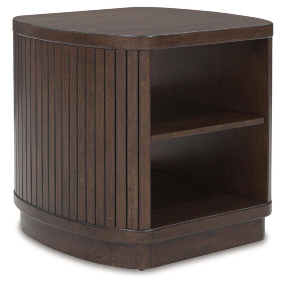 Korestone Dark Brown Mango Wood Square End Table with Storage