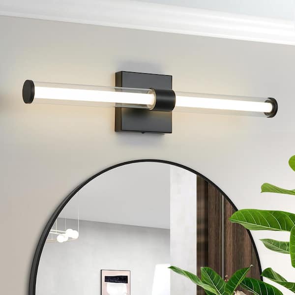 Deyidn 30.03 in. 2-Light Matte Black LED Vanity Light Bar with 24-Watt 4000K Warm Light Wall Sconces