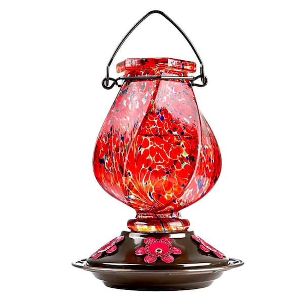 Justincity Glass Hummingbird Feeders for Outdoors Hanging 5-Feeding Ports with Perch