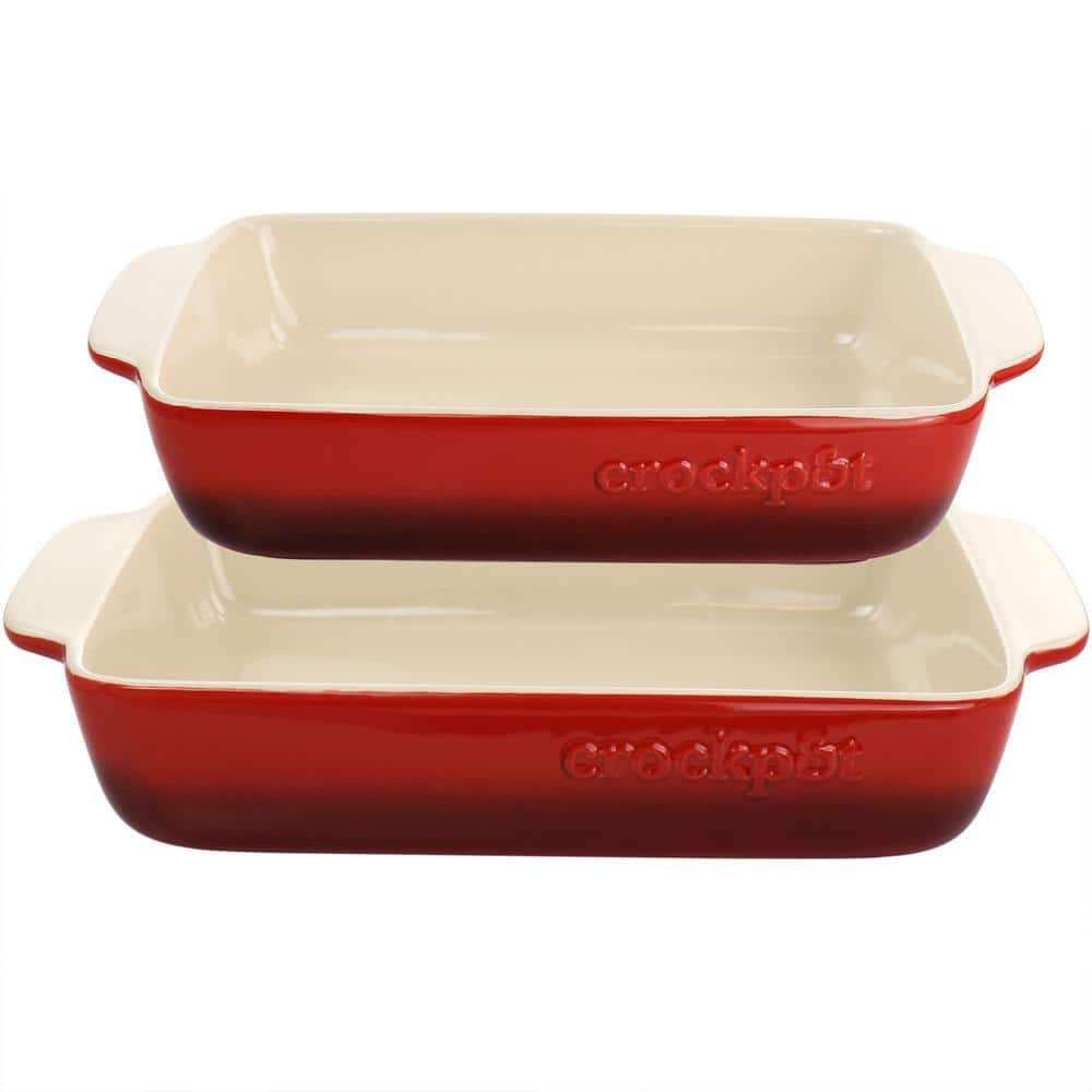 Gradient Red Ceramic Bakeware Set with Integrated Handles