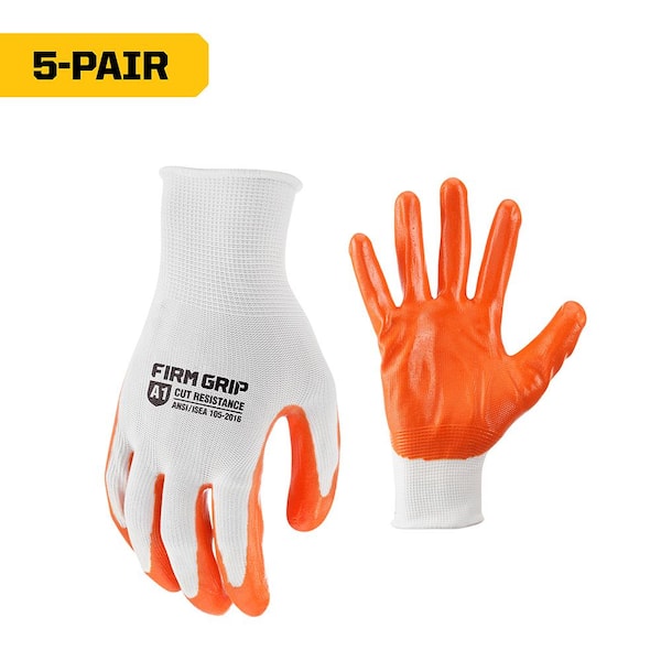 Large Nitrile Coated Work Gloves (5 Pack)