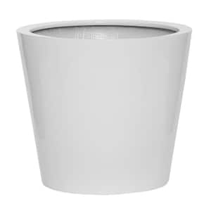 Bucket Extra Small 14 in. Tall Glossy White Fiberstone Indoor Outdoor Modern Round Planter