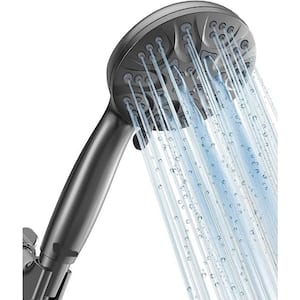 High Pressure 6-Spray Patterns with 1.8 GPM 4.33 in. Wall Mount Rain Fixed Shower Head in ‎Space Gray