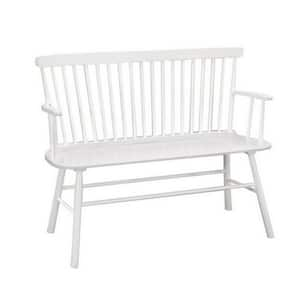 White Dining Bench With back with Splayed Legs 48 in.