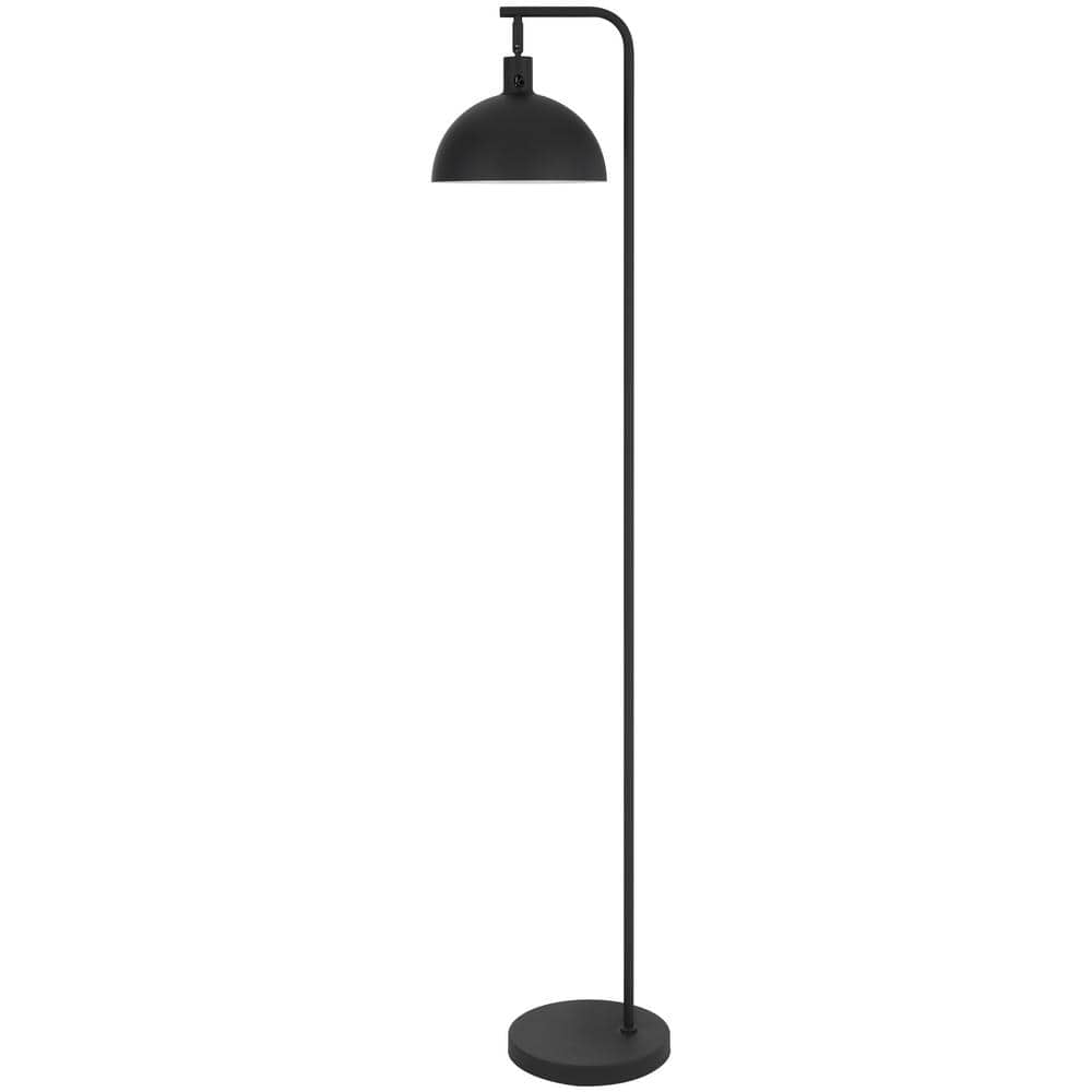 61.5 in. Black 1-Light Lantern Floor Lamp with Drum Shade