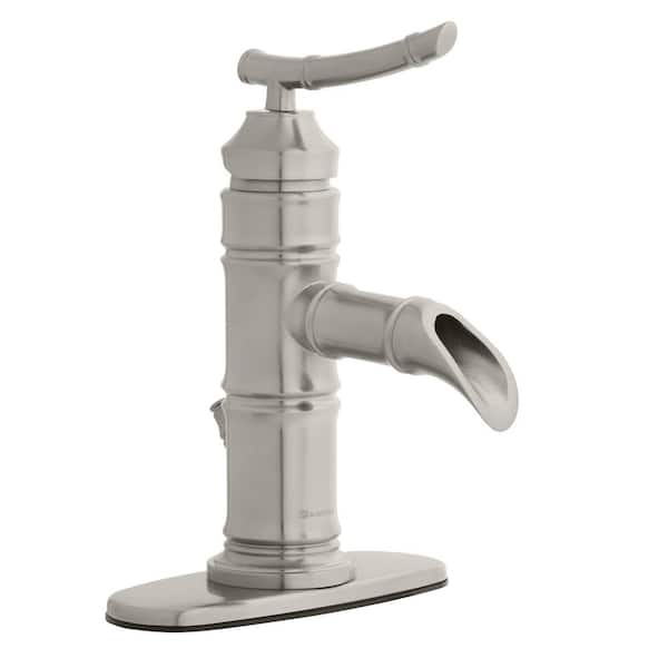 Glacier Bay Bamboo Single-Handle Single Hole Low-Arc Bathroom Faucet in Brushed Nickel