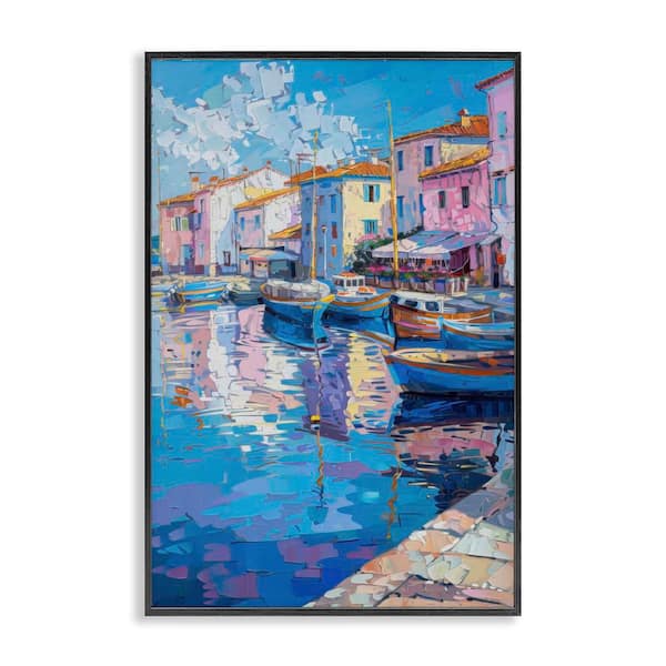 Stupell Industries Abstract Harbor Reflection by LSR Design Studio Black Framed Abstract Giclee Art Print 24 in. x 16 in.
