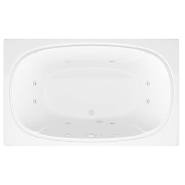 Peridot Series 78 in. x 48 in. Rectangular Whirlpool Bathtub with Center Drain and V-Style Back Jets in Glossy White
