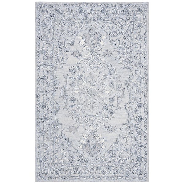 SAFAVIEH Martha Stewart Light Blue/Ivory 5 ft. x 8 ft. Border Persian Area Rug