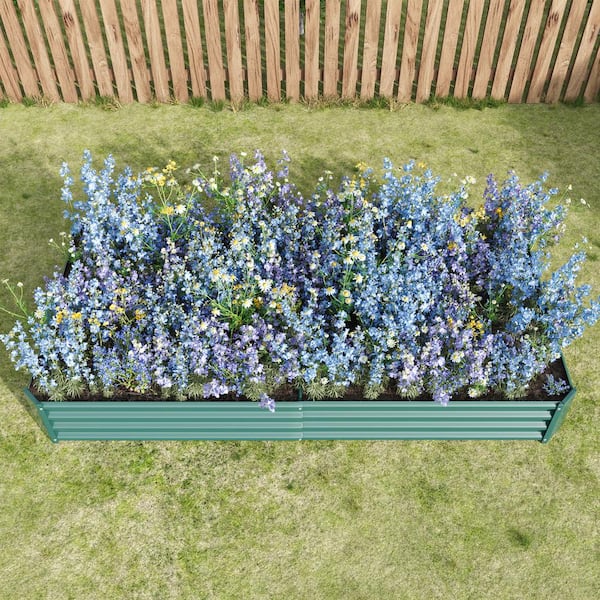 AUTMOON 7.6 ft. x 3.7 ft. x 0.98 ft. Raised Garden Bed - Metal Raised Bed Garden for Flower Planters, Vegetables Herb Green