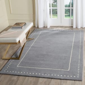 Bella Silver/Ivory 3 ft. x 3 ft. Dotted Border Square Area Rug