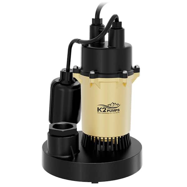 K2 1/3 HP Epoxy-Coated Aluminum and Thermoplastic Sump Pump with Tethered Switch
