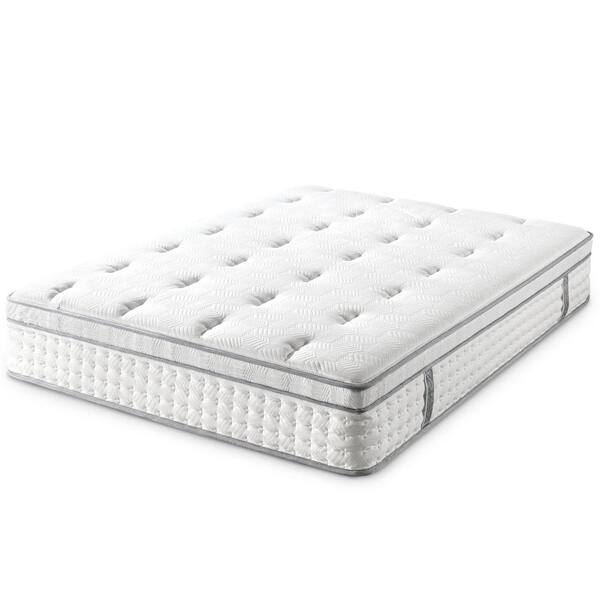 Zinus Queen Medium Euro Box Top Pocket 13 in.Spring Hybrid Mattress