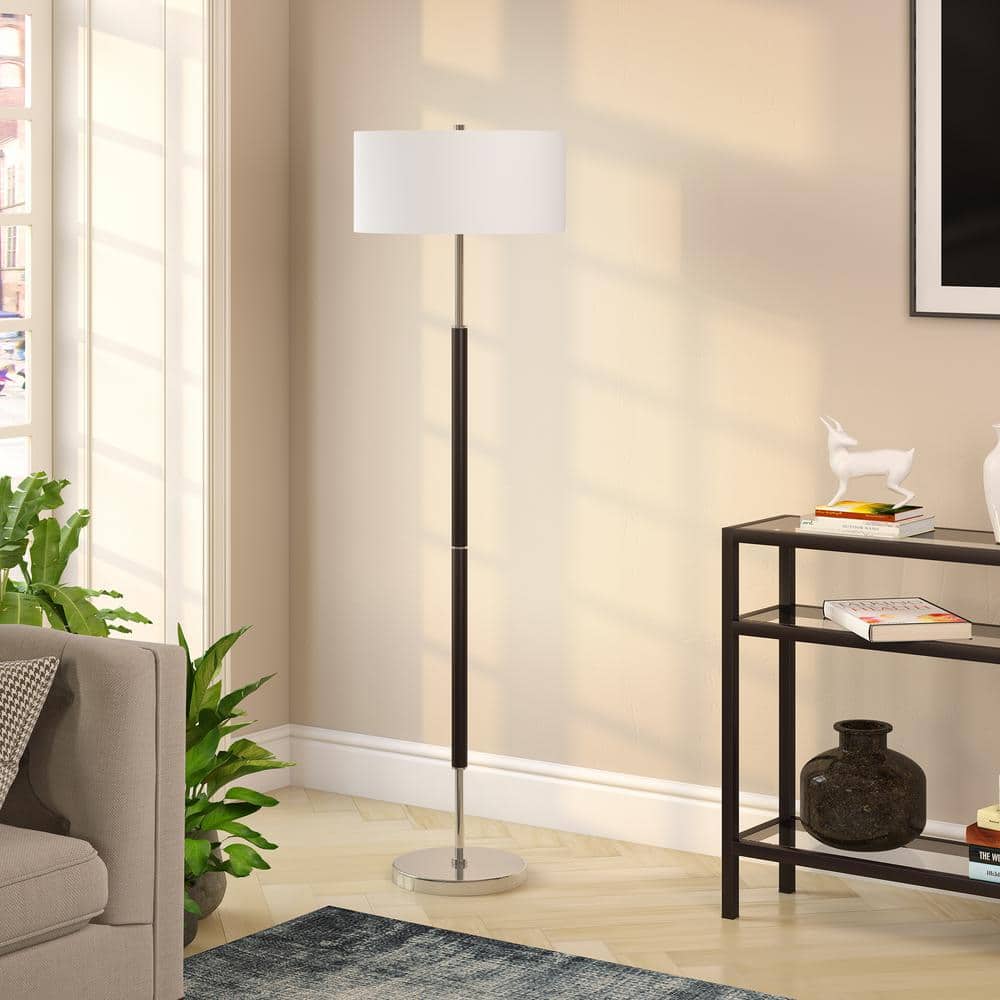 Simone 61.5" Black and Gold Metal Floor Lamp