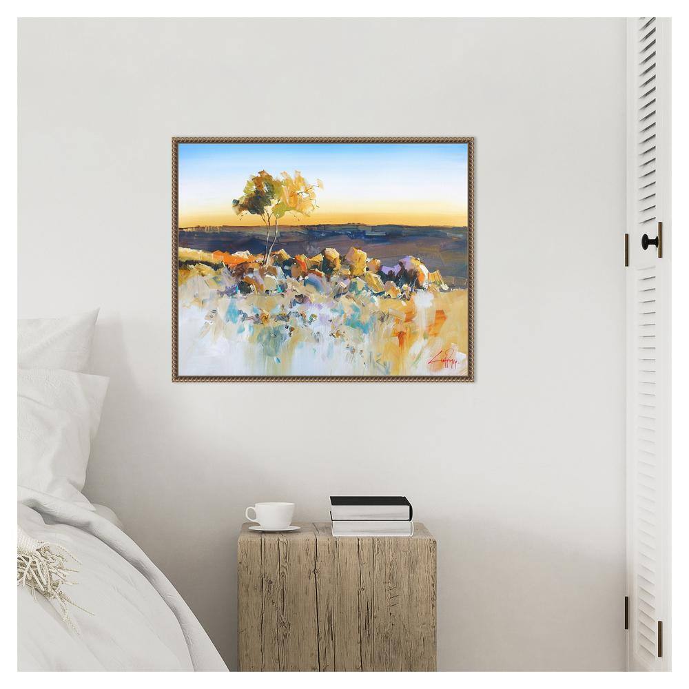 Silverton View Trees Abstract Landscape Canvas with Bronze Frame