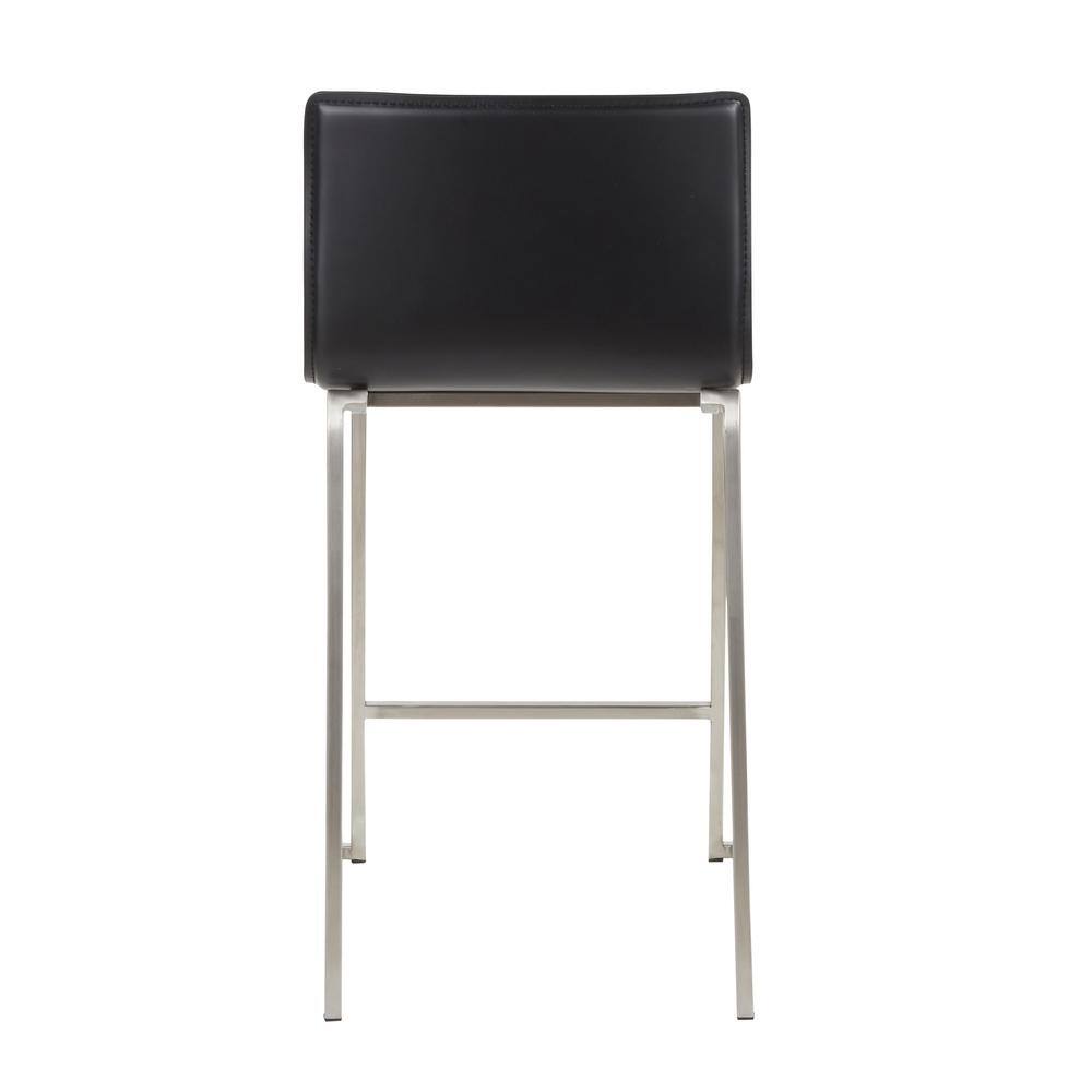 Mara 26" Black Faux Leather and Stainless Steel Counter Stools - Set of 2