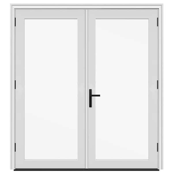 72 in. x 80 in. F4500 Left-Hand/Outswing Primed Fiberglass French Patio Door w/ Low-E Glass and Black Handle