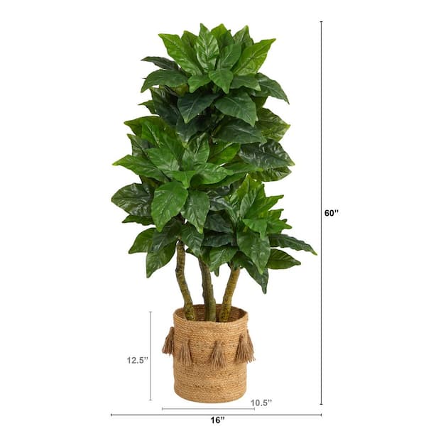 Nearly Natural 5 ft. Green Bird Nest Artificial Tree in Handmade Natural Jute Planter with Tassels UV Resistant (Indoor/Outdoor)