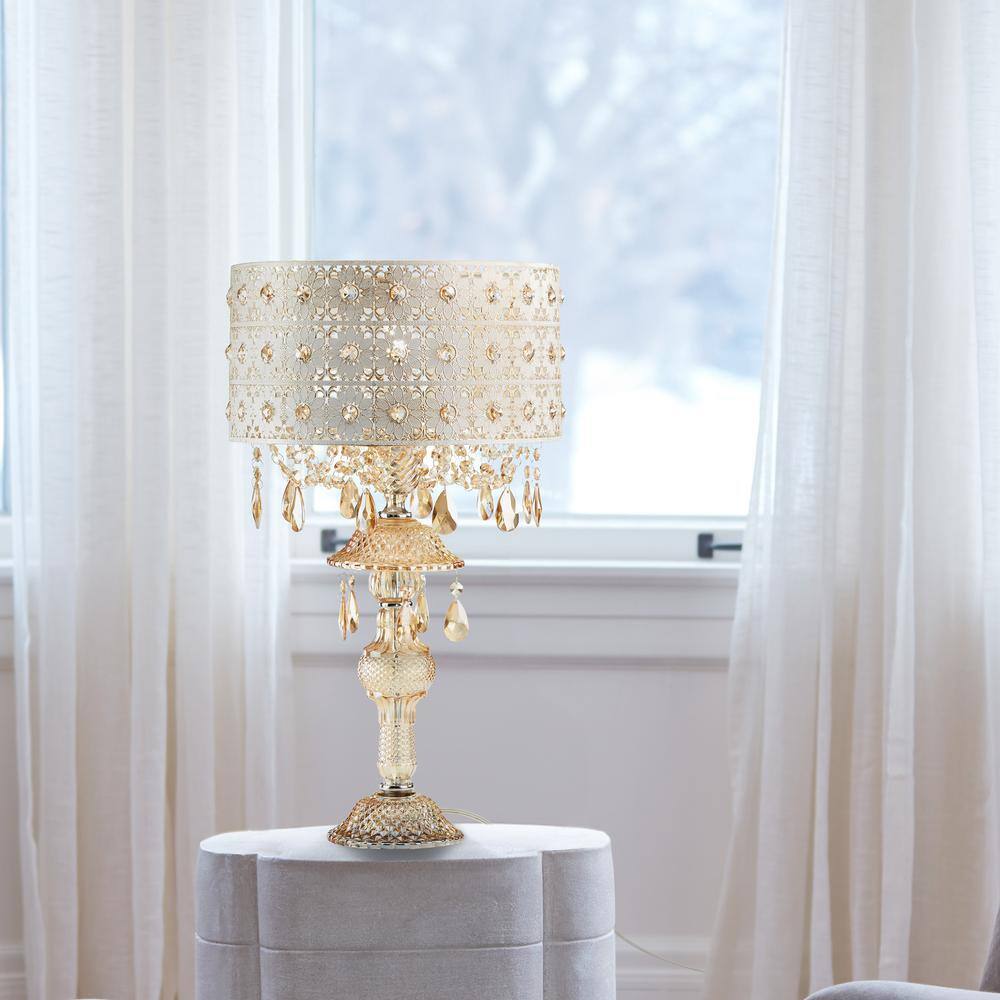 Tegan 24" Champagne Metal and Glass Table Lamp