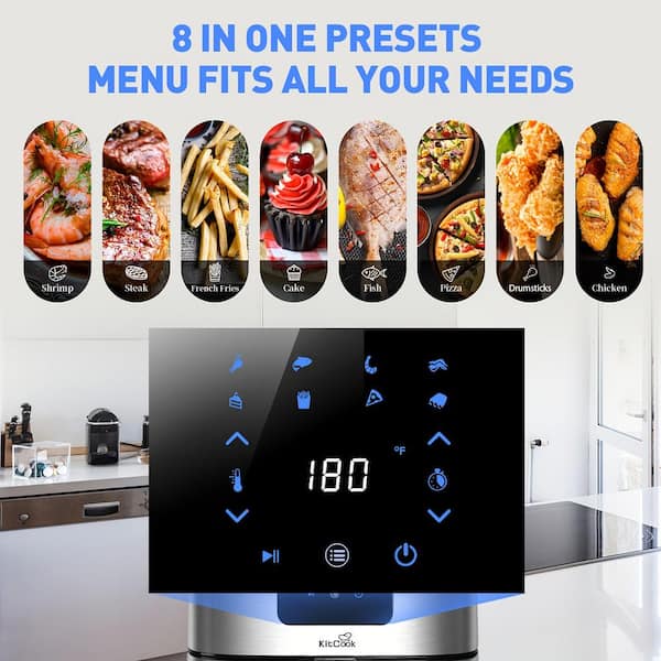 BigChef 6 Qt. Stainless Steel Air Fryer with Detachable Rotisserie, LCD Touch Screen and 8 Preset Functions, Oilless
