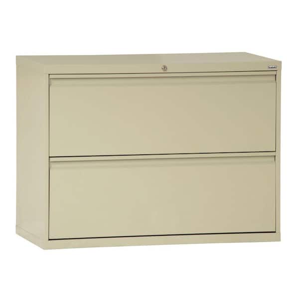 Sandusky 800 Series 42 in. W 2-Drawer Full Pull Lateral File Cabinet in Putty