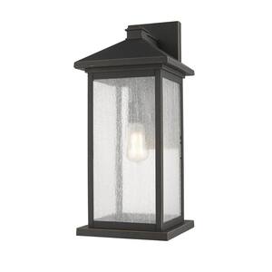 1-Light Oil Rubbed Bronze Outdoor Wall Sconce with Clear Seedy Glass