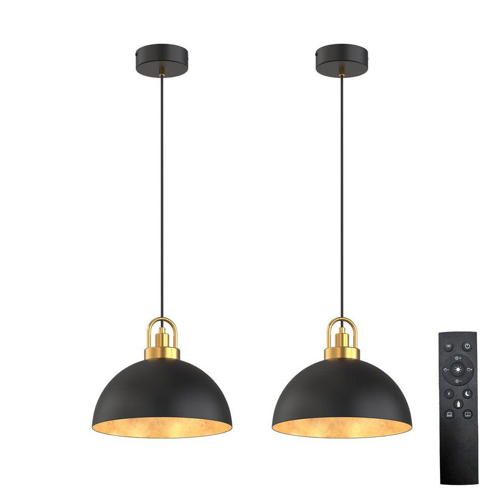 118.1 in 2-Pack 5W 1-Light Black and Gold, Integrated LE Pendant Light with Gold Dome Shade, RF Remote, Dimmable price history on PriceWatchPro
