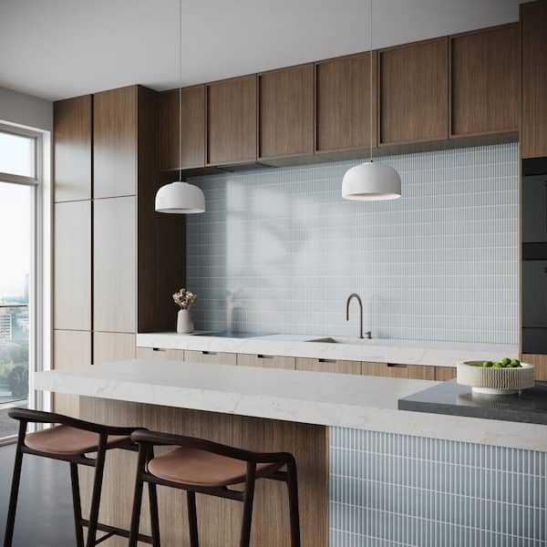 Ivy Hill Tile Motif Stacked Sky Blue 11.19 in. x 11.9 in. Glossy