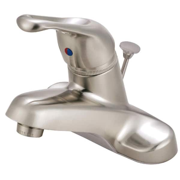 Wyndham 4 in. Centerset Single-Handle Bathroom Faucet with Brass Pop-Up in Brushed Nickel