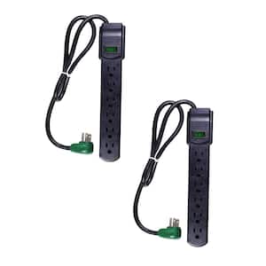 3ft. 6-Outlet Surge Protector with Cord in Black (2-PacK)