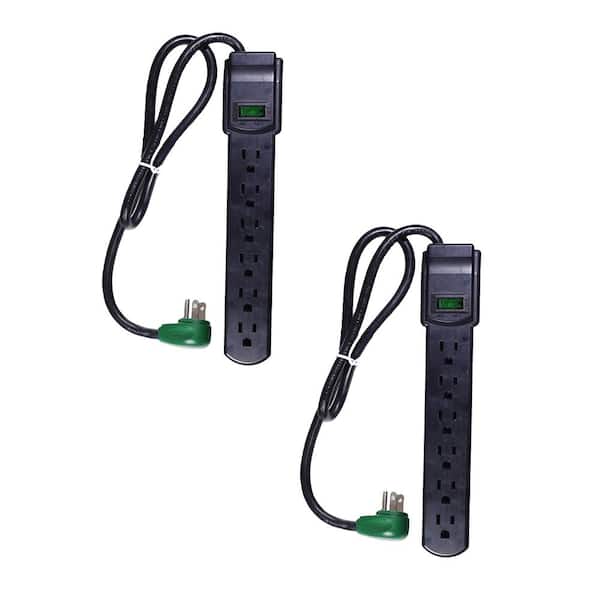 GoGreen Power 3ft. 6-Outlet Surge Protector with Cord in Black (2-PacK)