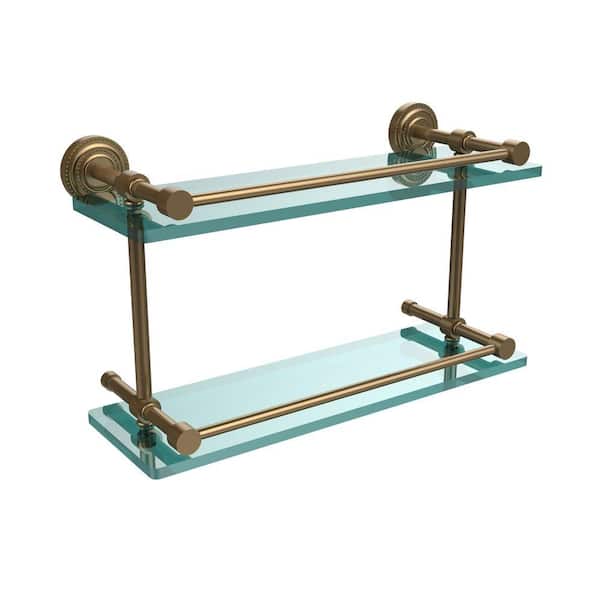 Allied Brass Dottingham 16 in. L x in. H x in. W 2-Tier Clear Glass  Bathroom Shelf with Gallery Rail in Brushed Bronze DT-2/16-GAL-BBR The  Home Depot