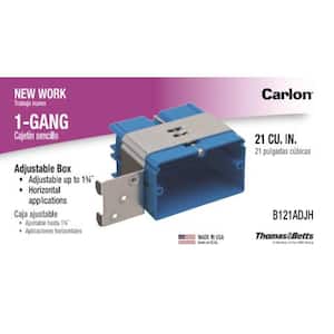 1-Gang 22 cu. in. PVC Horizontal New Work Electrical Box with Adjustable Bracket