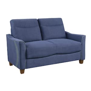 Welwyn 57 in. W Blue Textured Fabric Loveseat